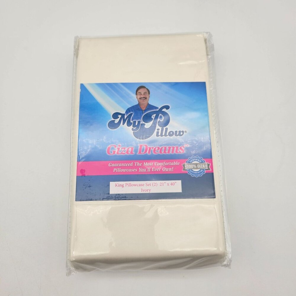 My Pillow Giza Dreams King Pillowcase Set (2) Ivory  NEW